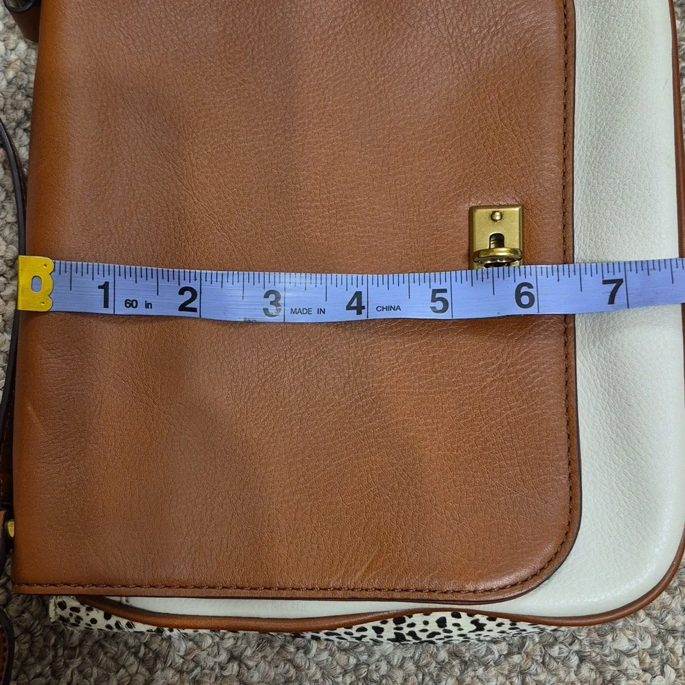 Fossil Memoir Novella Turn Lock Flap Brown & Cream Leather Crossbody Bag/Purse - Picture 11 of 15